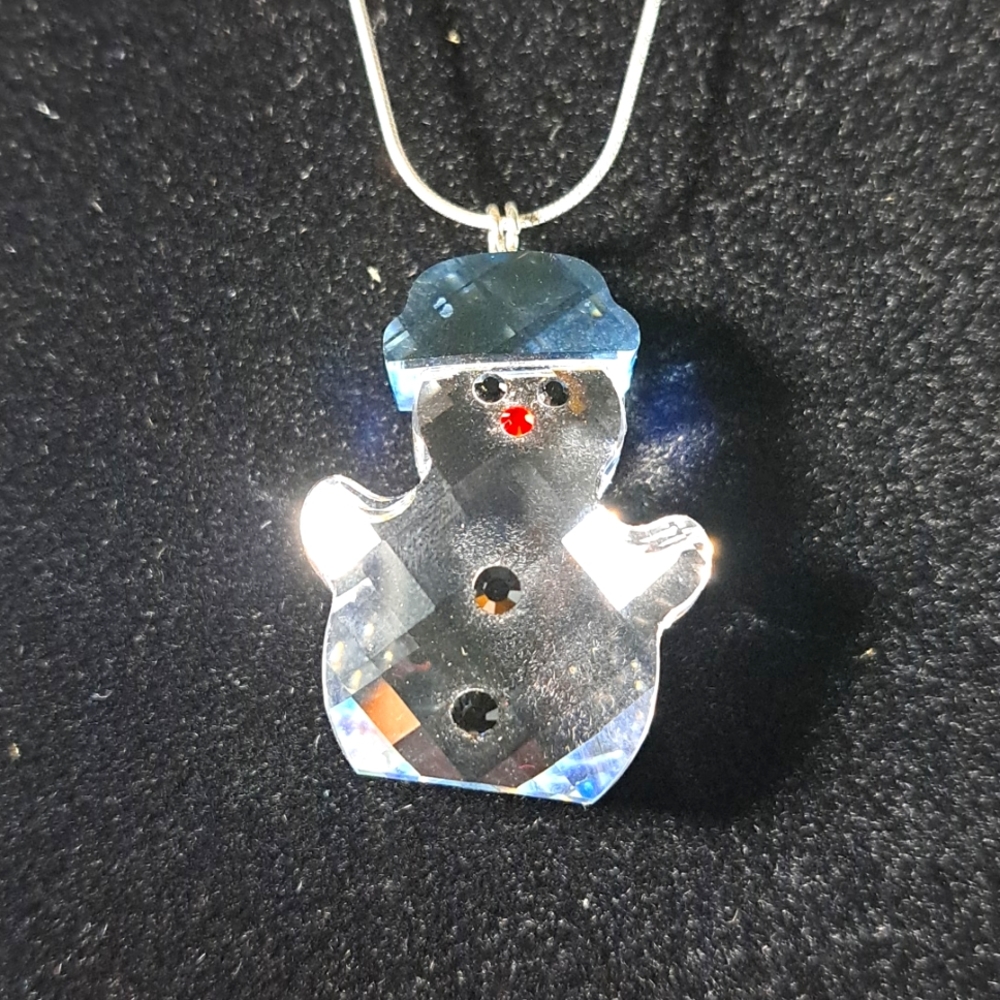 Swarovski snowman pendant with necklace